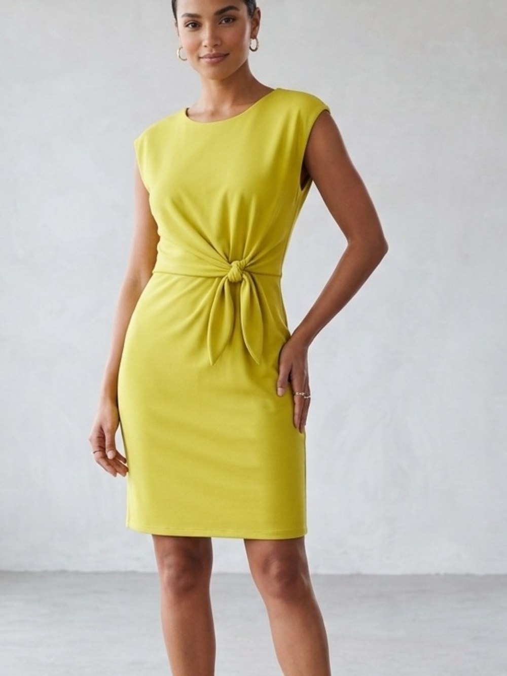 Halston Heritage Knot-Front Dress in Chartreuse Women’s Size XS